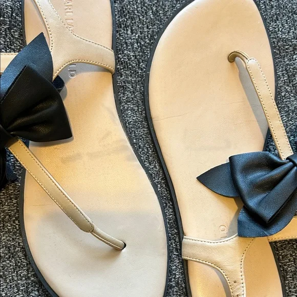 Karl Lagerfeld Leather Black Bow Women's Sandals - Picture 7 of 7